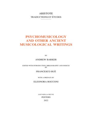 cover image of Psychomusicology and Other Ancient Musicological Writings